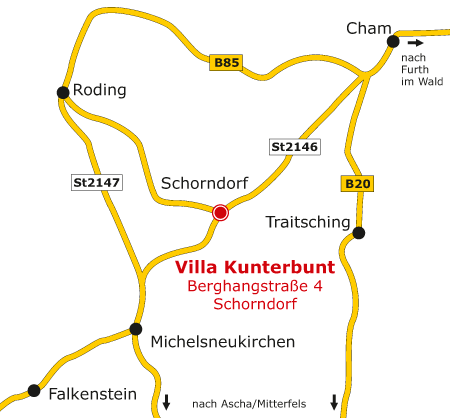 Anfahrtsskizze - Villa Kunterbunt in Schorndorf - Kinderbetreuung - Großtagespflegestelle